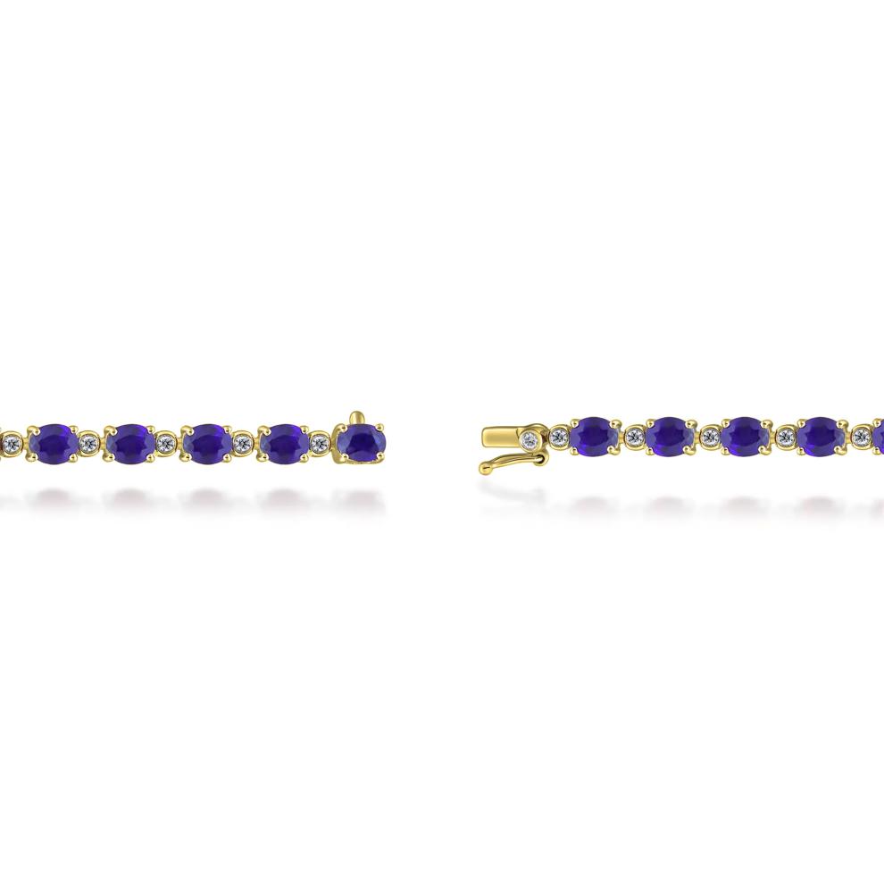 Oval-Shaped Tanzanite &amp; Diamond Bracelet in 14K Yellow Gold (1/3 ct. tw.) – Image 3 of 3