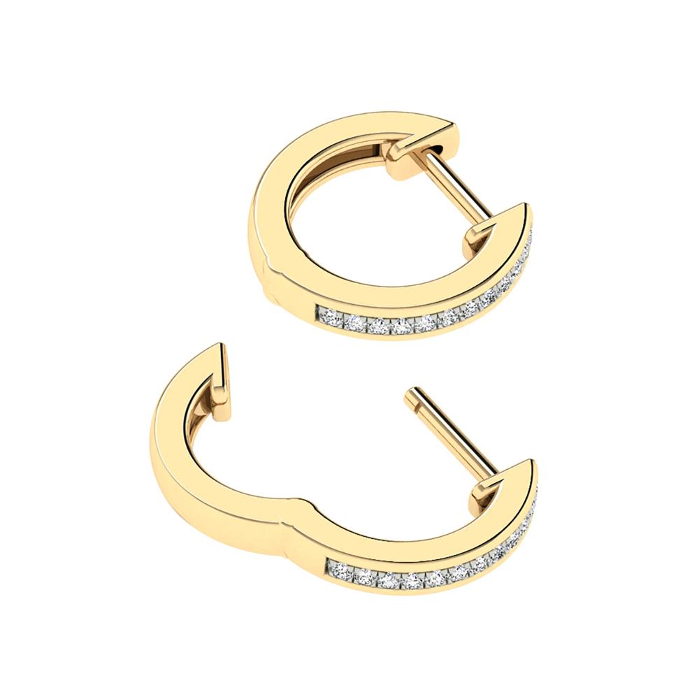 Diamond Hoop Earrings in 10K Yellow Gold (1/10 ct. tw.) – Image 2 of 2