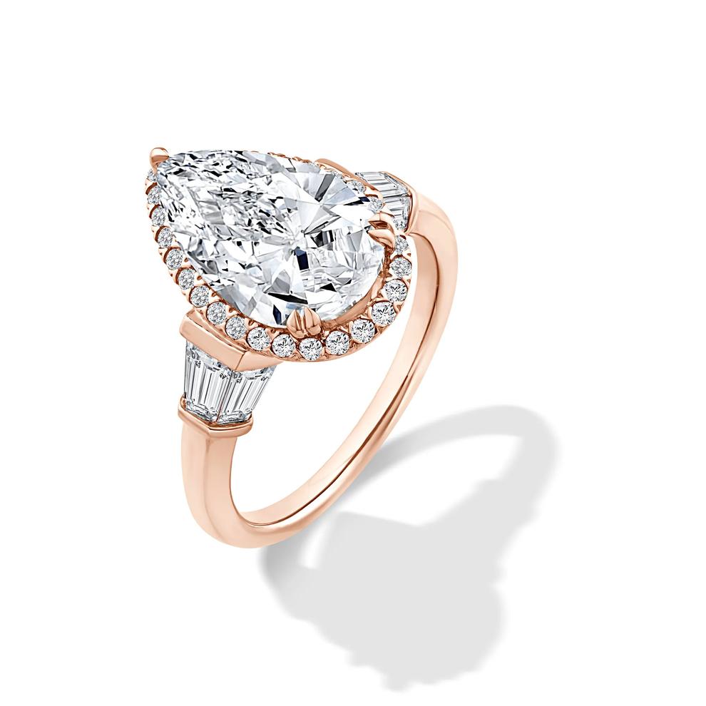 Lab Grown Diamond Pear-Shaped Halo Engagement Ring in 18K Rose Gold (5 1/4 ct. tw.) – Image 4 of 4