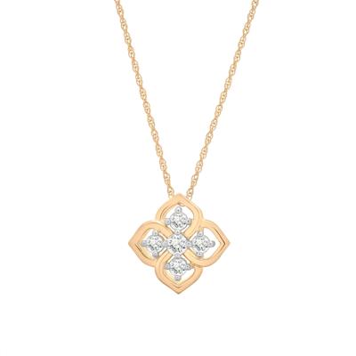 Diamond Clover Pendant Necklace in 10K Yellow Gold (1/4 ct. tw.)