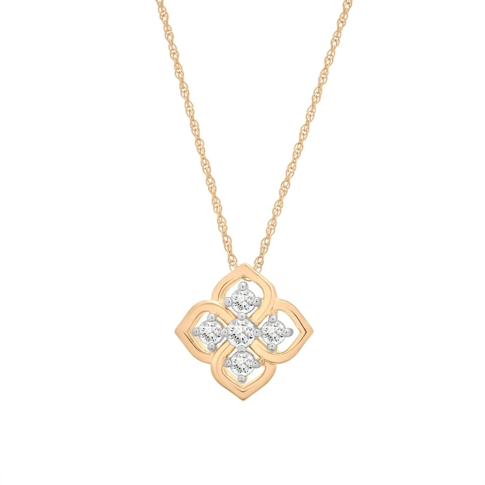 Diamond Clover Pendant Necklace in 10K Yellow Gold (1/4 ct. tw.) – Image 1 of 4