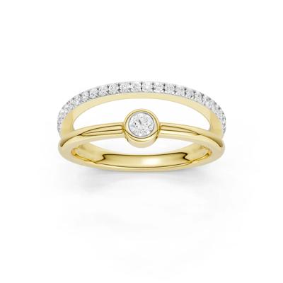 Diamond Round Double Layer Bezel-Set Ring in 10K Yellow Gold (1/4 ct. tw.)
