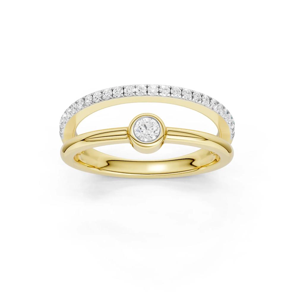 Diamond Round Double Layer Bezel-Set Ring in 10K Yellow Gold (1/4 ct. tw.) – Image 1 of 4