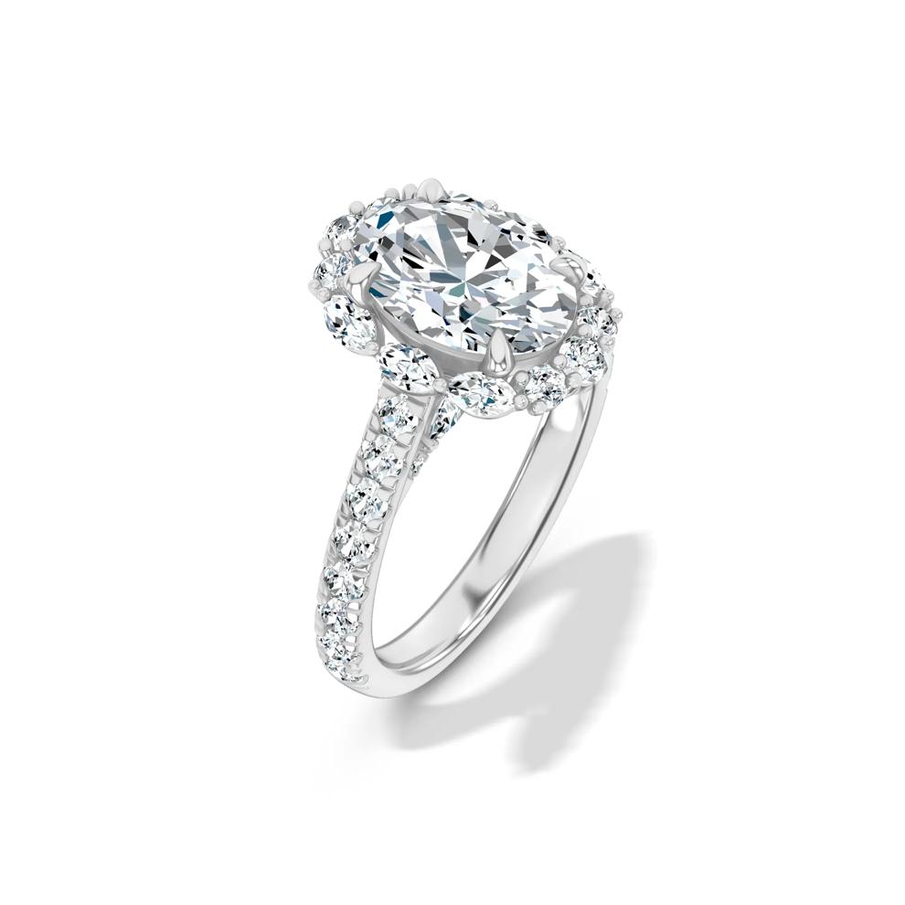 Lab Grown Diamond Oval Halo Engagement Ring in 14K White Gold (3 ct. tw.) – Image 4 of 4