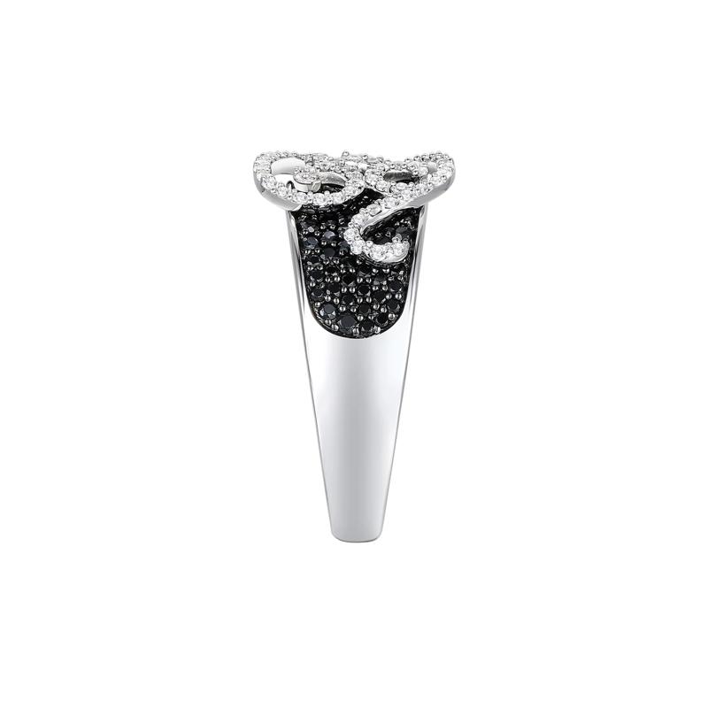 Black and White Diamond Swirl Ring in 10K White Gold &#40;1 ct. tw.&#41; – Image 3 of 3