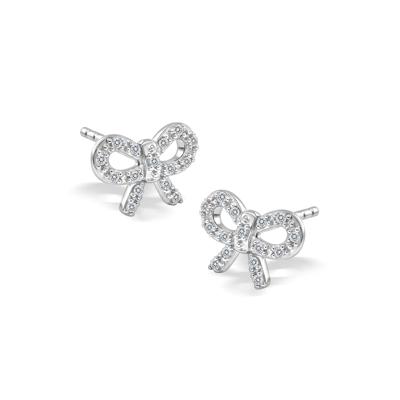 Diamond Bow Stud Earrings in Sterling Silver (1/10 ct. tw.)