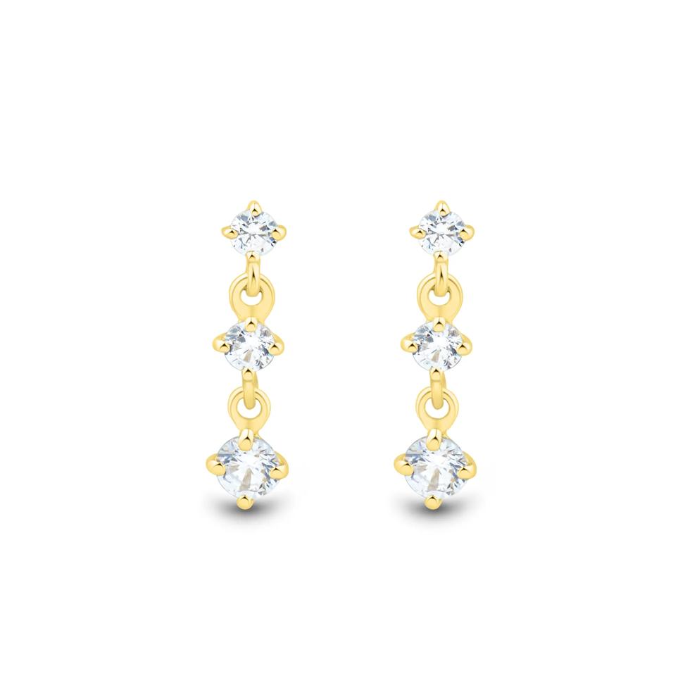 Lab Grown Diamond Drop Earrings in 10K Yellow Gold (1/5 ct. tw.) – Image 2 of 2
