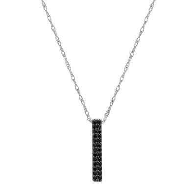 Black Diamond Vertical Bar Pendant in 10K White Gold (1/10 ct. tw.)