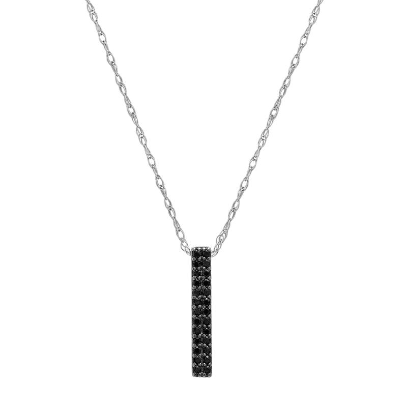 Black Diamond Vertical Bar Pendant in 10K White Gold &#40;1/10 ct. tw.&#41; – Image 1 of 4