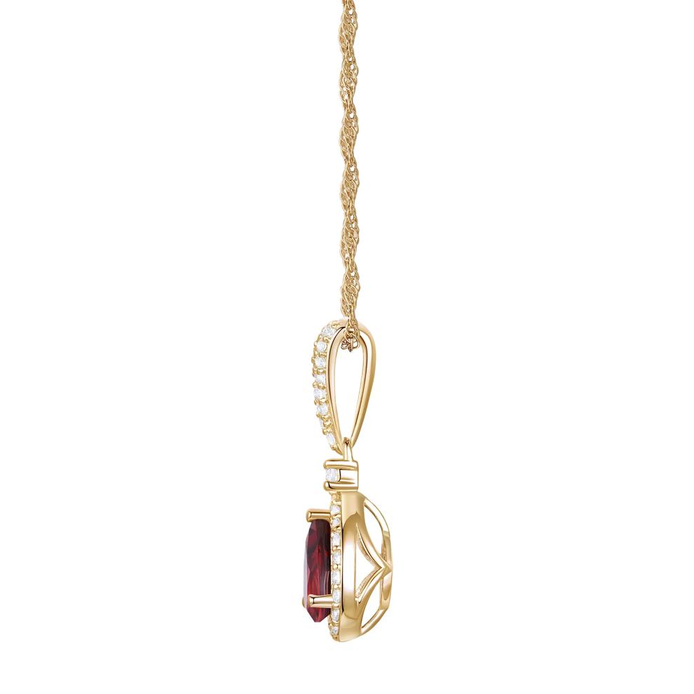 Garnet and Diamond Pendant in 10K Yellow Gold (1/5 ct. tw.) – Image 2 of 3