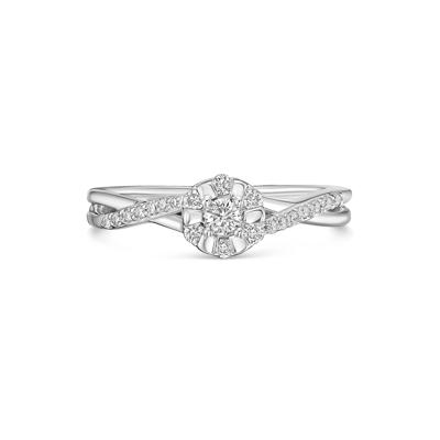 Diamond Center Round Halo Promise Ring in Sterling Silver (1/4 ct. tw.)