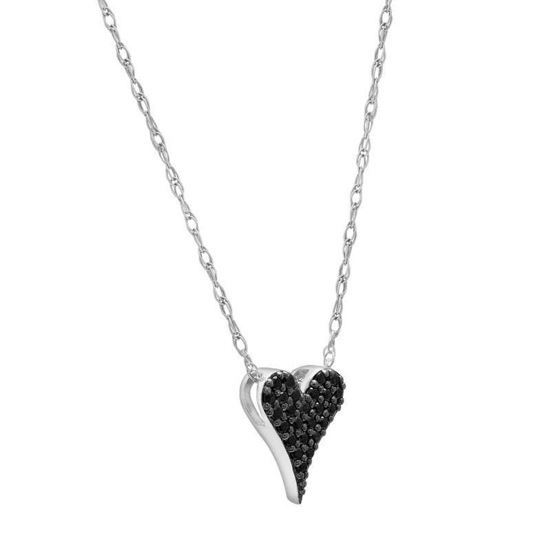 Black Diamond Heart Pendant in 10K White Gold &#40;1/10 ct. tw.&#41; – Image 2 of 4