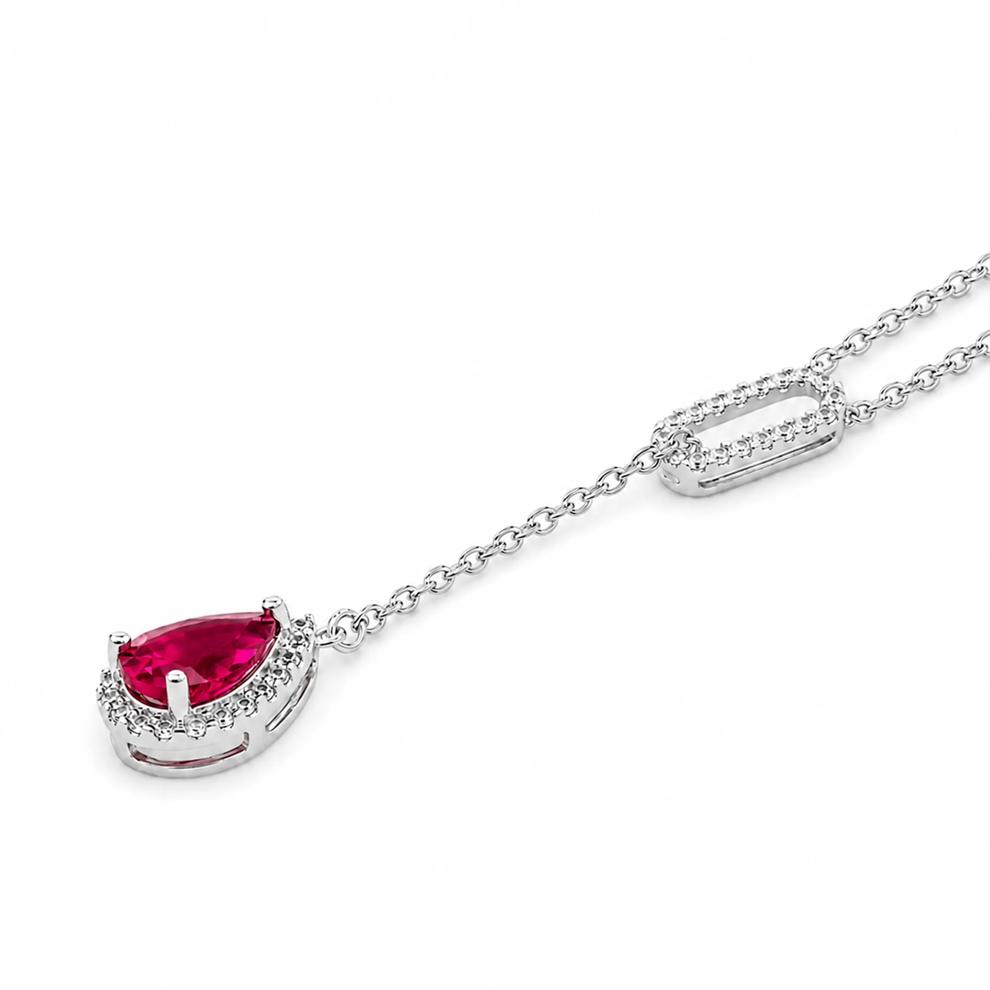 Lab-Created Ruby &amp; Lab-Created White Sapphire Lariat Necklace in Sterling Silver – Image 2 of 4