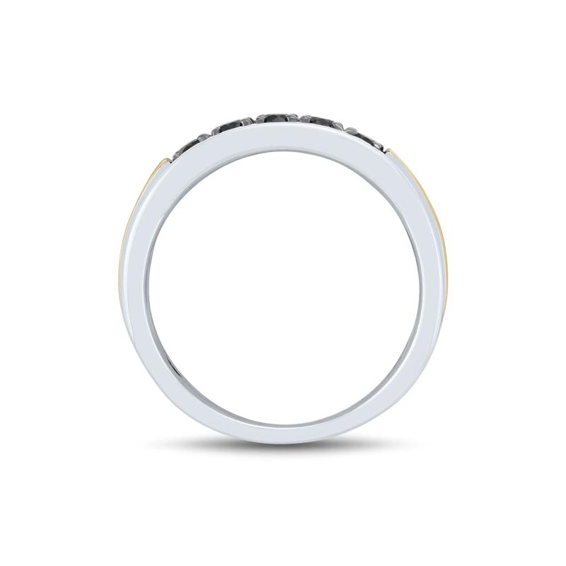 Men&#39;s Black Diamond Ring in 10K White and Yellow Gold &#40;1/2 ct. tw.&#41; – Image 2 of 3