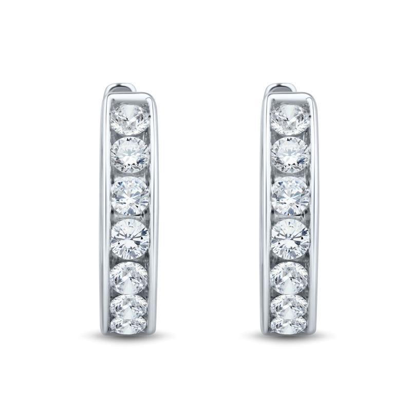 Lab Grown Diamond Channel Hoop Earrings in 14K White Gold &#40;1 ct. tw.&#41; – Image 2 of 2