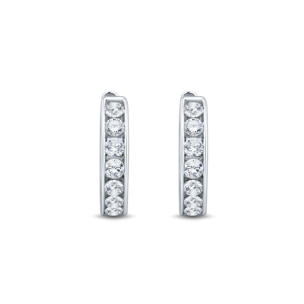Lab Grown Diamond Channel Hoop Earrings in 14K White Gold (1 ct. tw.) – Image 2 of 2