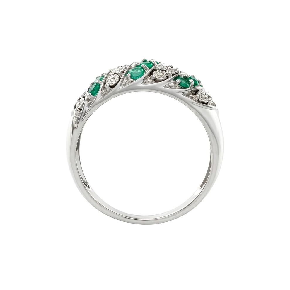 Emerald &amp; Diamond Accent Band in Sterling Silver – Image 2 of 4