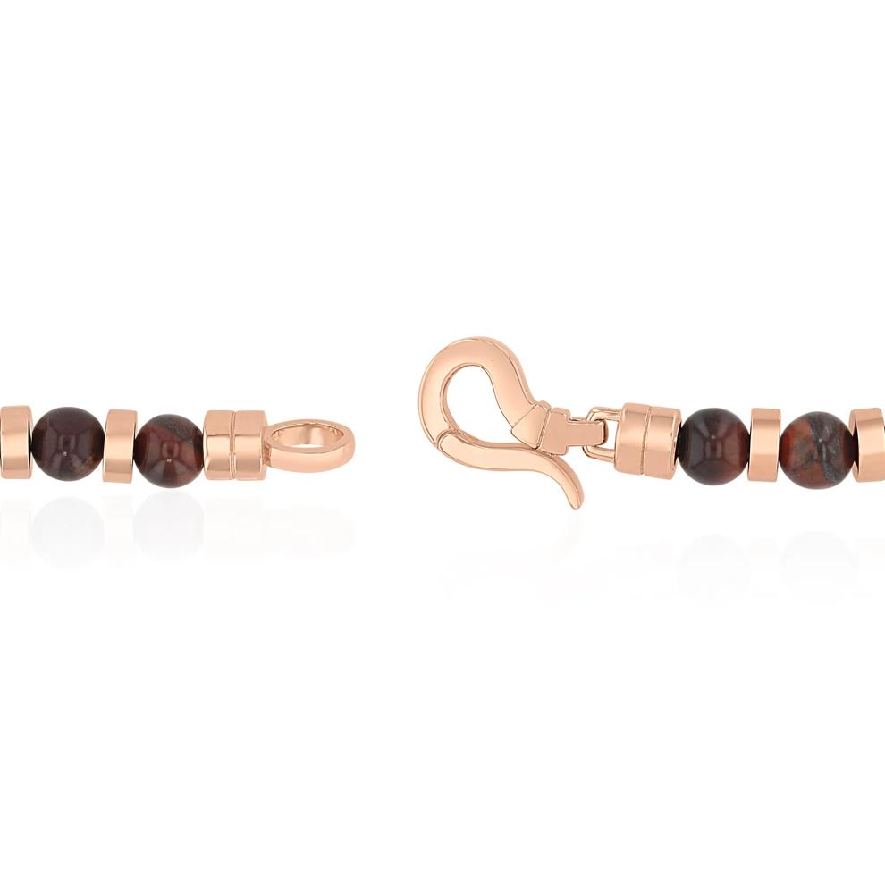 Men's Tiger Eye Bead Bracelet in Rose Gold Vermeil – Image 2 of 3