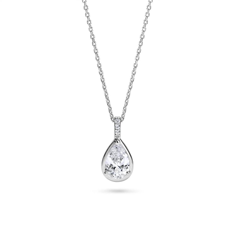 Lab-Created White Sapphire Pear-Shaped Pendant Necklace in Sterling Silver – Image 1 of 4