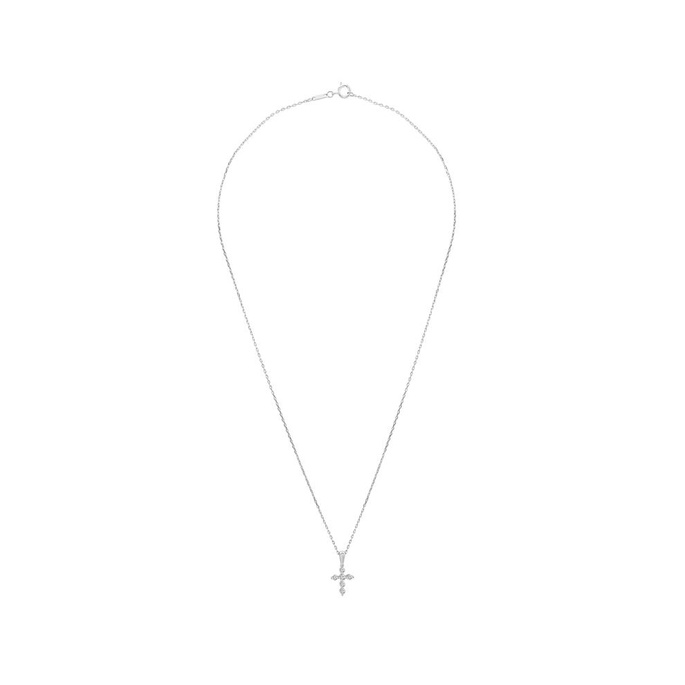 Diamond Cross Pendant Necklace in Sterling Silver (1/5 ct. tw.) – Image 4 of 4