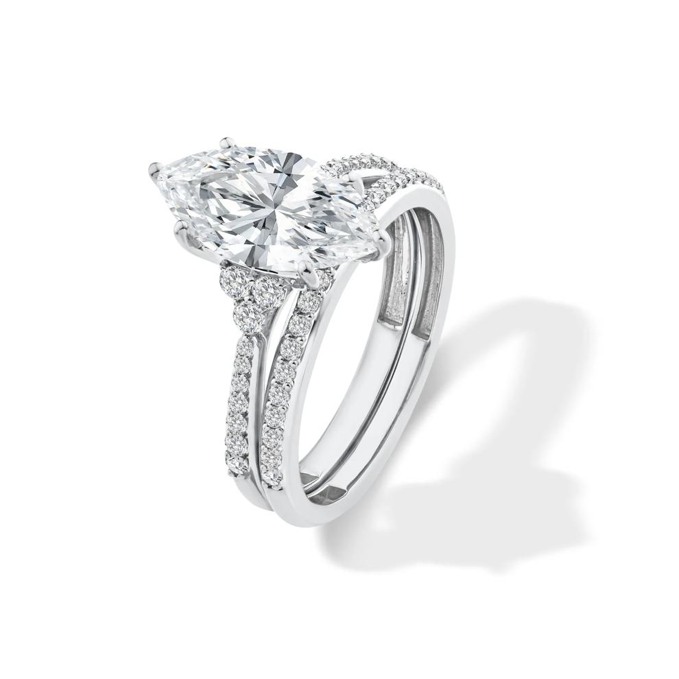 Lab Grown Diamond Marquise Engagement Set in 14K White Gold (3 ct. tw.) – Image 5 of 6