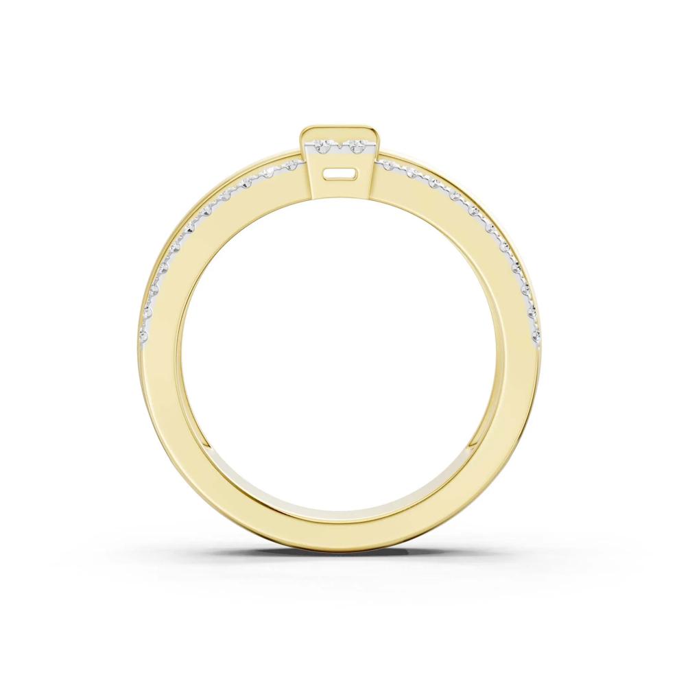 Diamond Baguette &amp; Round Three-Row Layer Ring in 10K Yellow Gold (3/8 ct. tw.) – Image 4 of 4