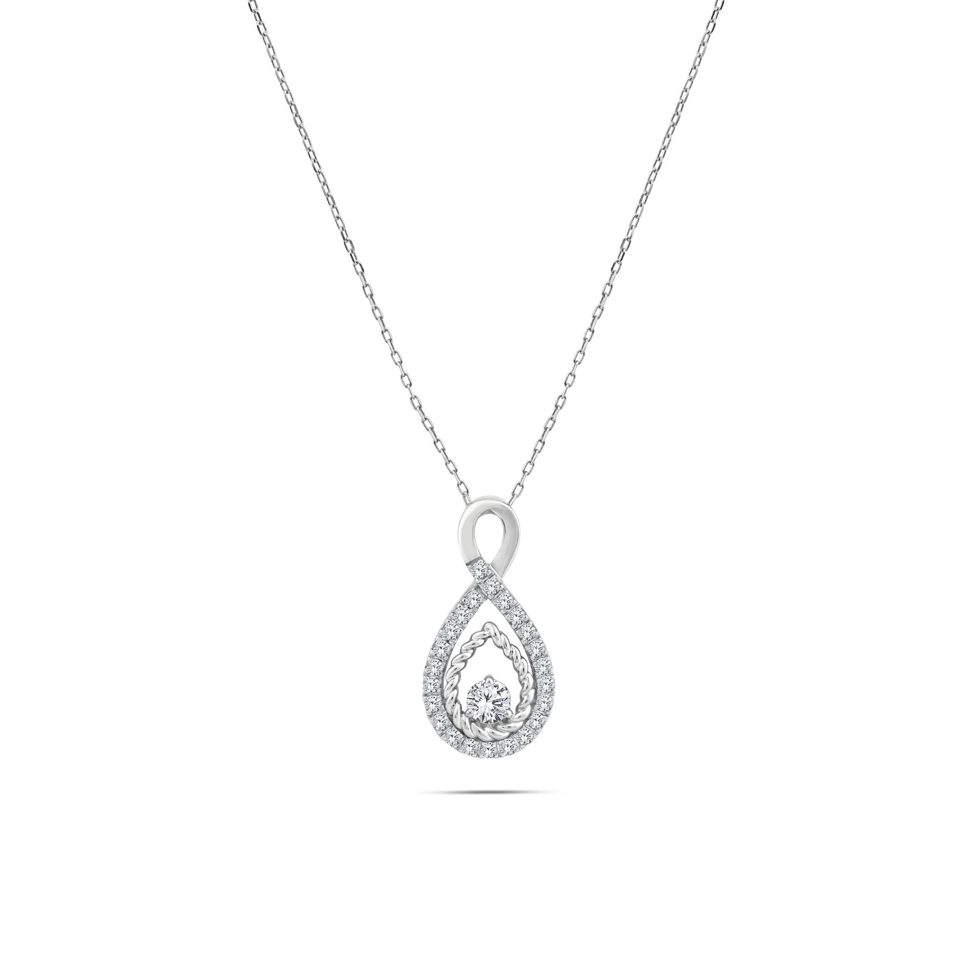 Diamond Pear-Shaped Pendant Necklace in 10K White Gold (1 ct. tw.)