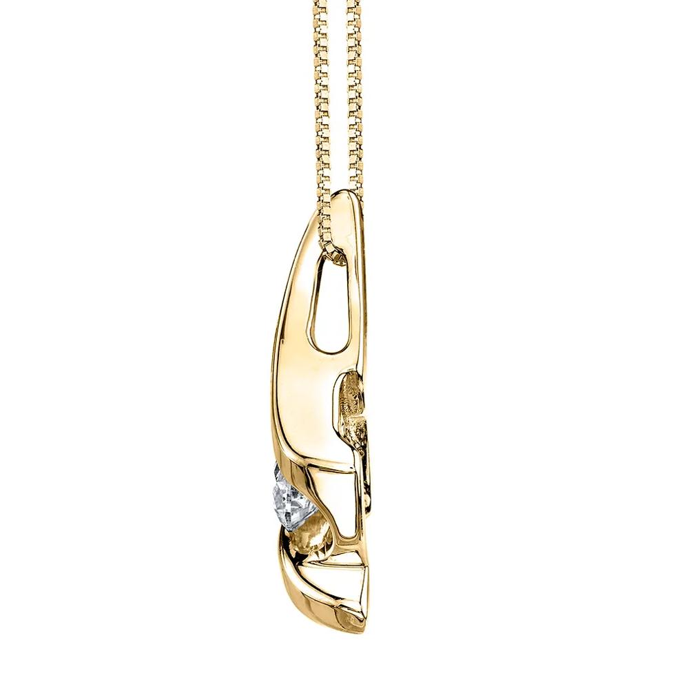 Solitaire Diamond Pendant in 14K Yellow Gold (1/10 ct. tw.)  – Image 2 of 3
