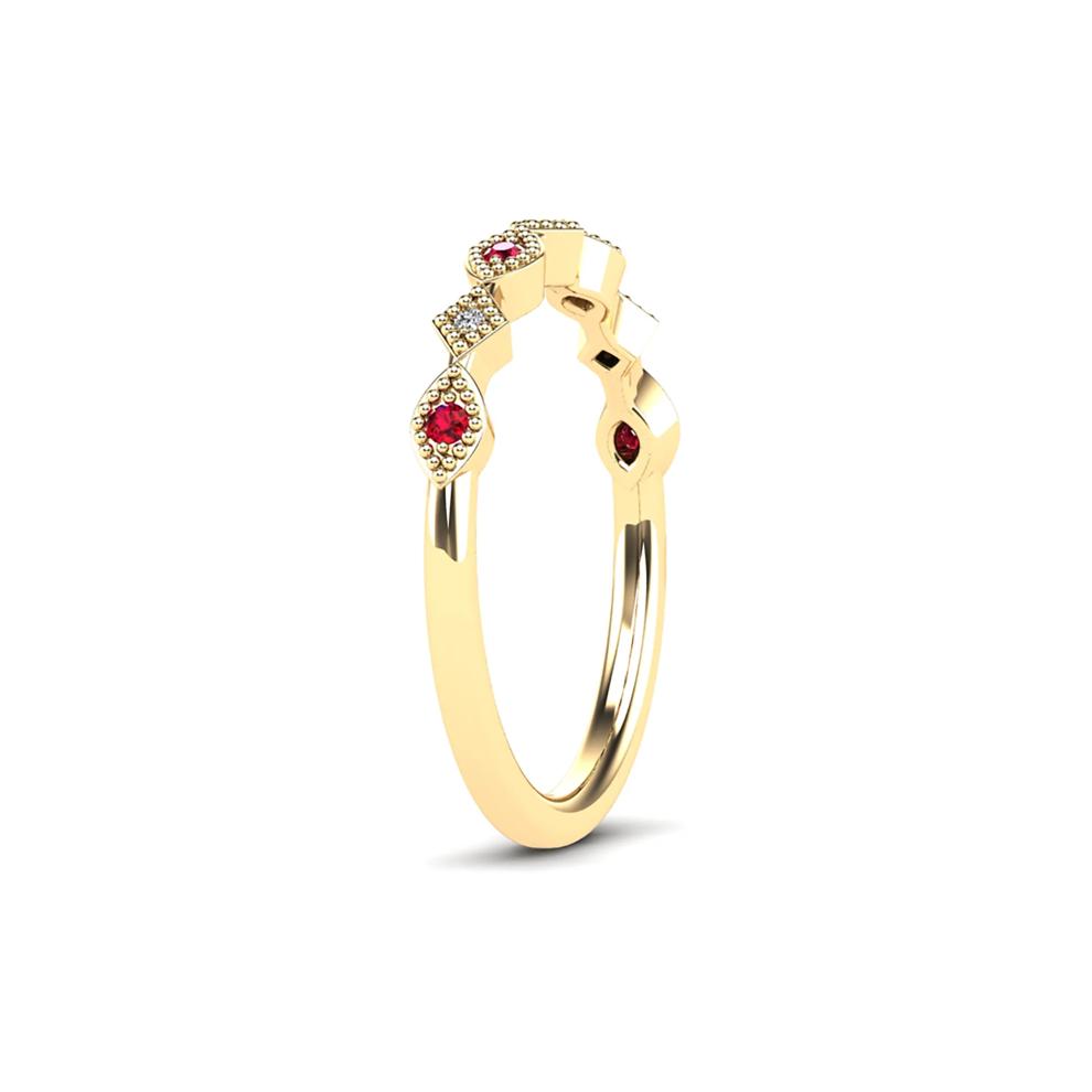 Ruby &amp; Diamond Accent Stack Band in 10K Yellow Gold – Image 3 of 4