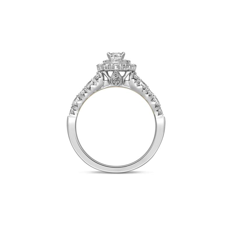Oval Diamond Engagement Ring with Scalloped Band in 14K White Gold &#40;1 ct. tw.&#41; – Image 2 of 3