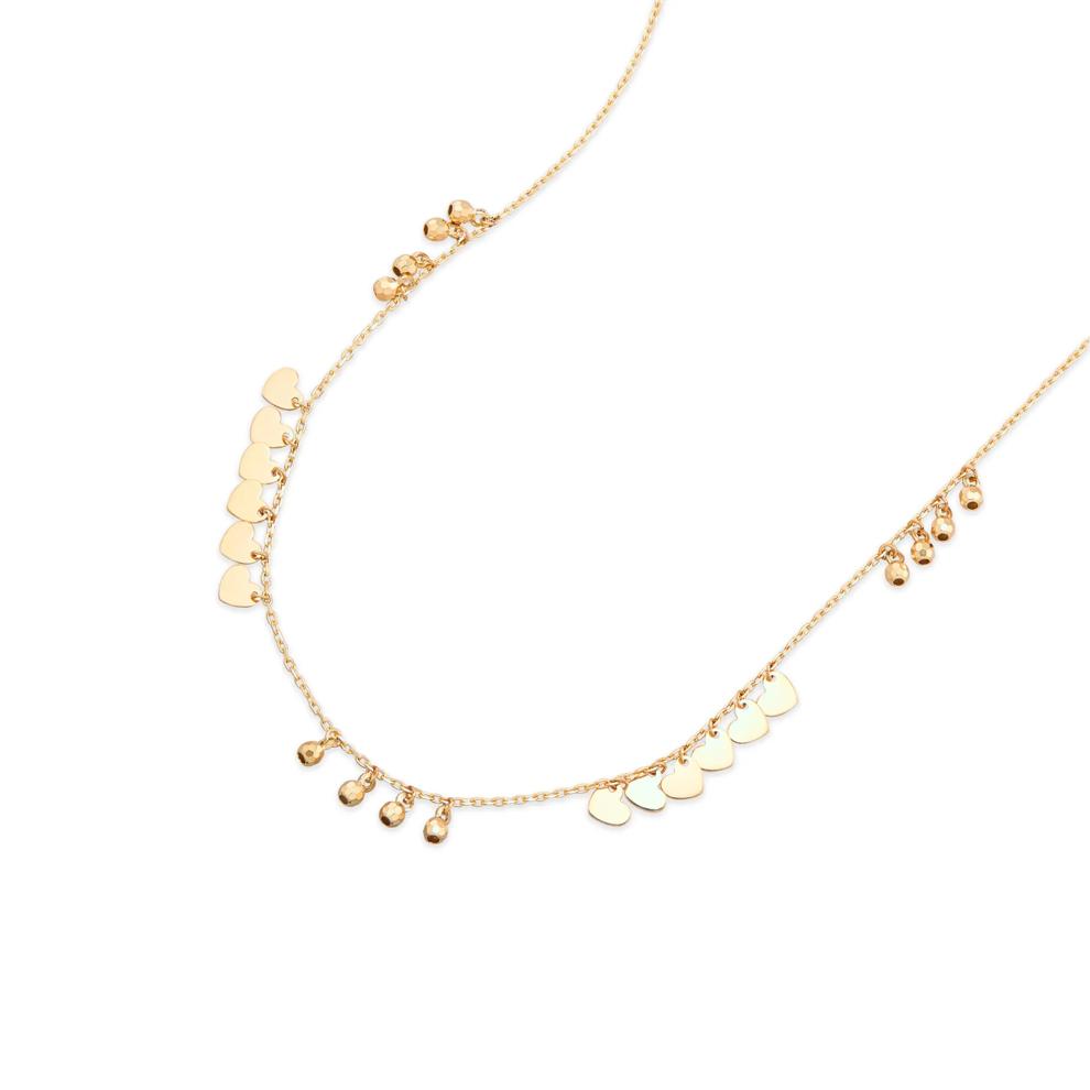 Beads &amp; Heart Station Necklace in 10K Yellow Gold, 17.75" – Image 3 of 4