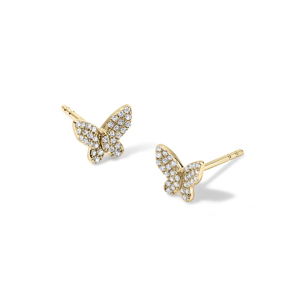 Diamond Butterfly Stud Earrings in 10K Yellow Gold (1/7 ct. tw.) – Image 1 of 2