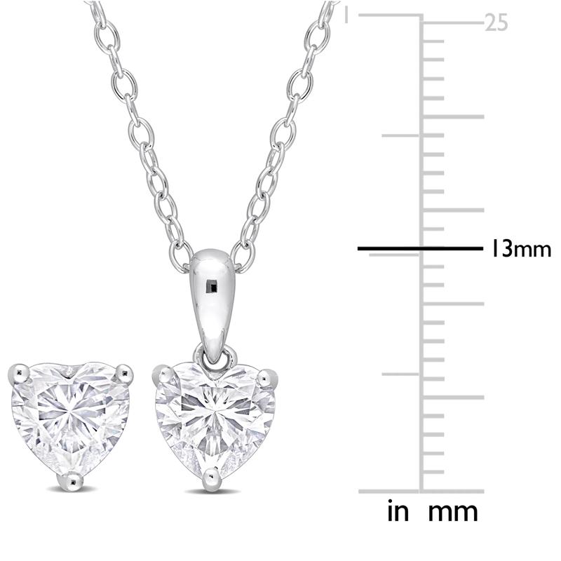 Heart-Shaped Lab-Created Moissanite Solitaire Pendant &amp; Earrings Set in Sterling Silver &#40;2 1/4 ct. dew&#41; – Image 3 of 3