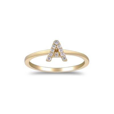 Diamond Accent Initial Ring in 10K Yellow Gold