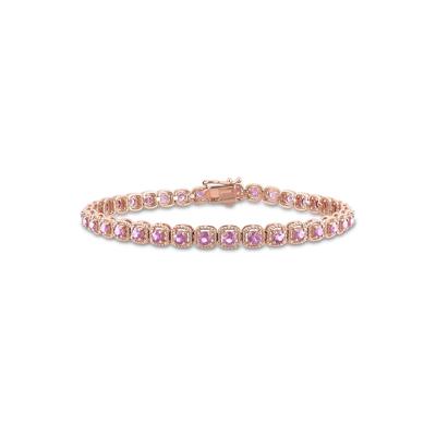 Pink Sapphire Line Bracelet in 14K Rose Gold