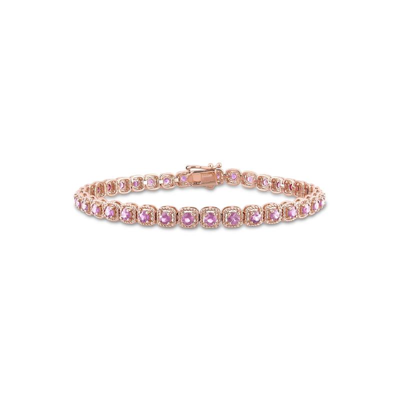 Pink Sapphire Line Bracelet in 14K Rose Gold – Image 1 of 5