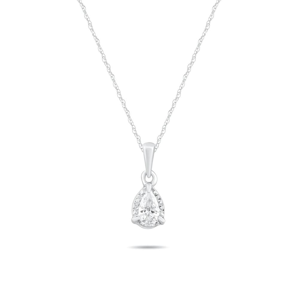 Lab Grown Diamond Pear-Shaped Illusion Pendant Necklace in 10K White Gold (1/5 ct. tw.) – Image 1 of 4
