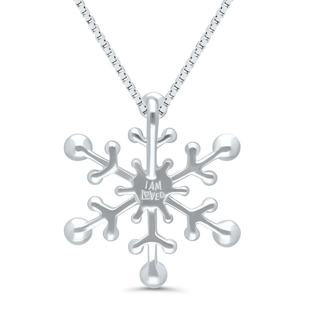 Diamond Accent Snowflake Pendant in Sterling Silver and 14K Rose Gold – Image 4 of 4