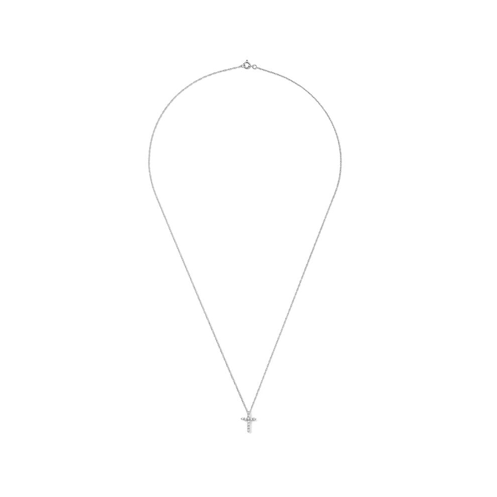 Diamond Cross Pendant in 14K White Gold (1/8 ct. tw.) – Image 1 of 2