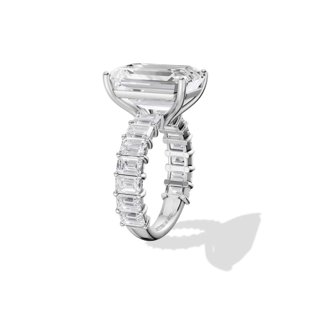 Lab Grown Diamond Emerald-Cut Center Engagement Ring in Platinum (11 1/2 ct. tw.) – Image 3 of 4