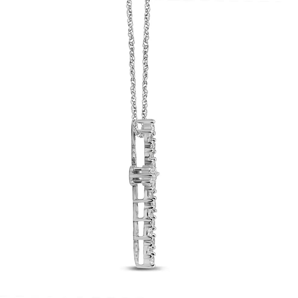 1/2 ct. tw. Diamond Gothic Cross Pendant in 10K White Gold – Image 2 of 2
