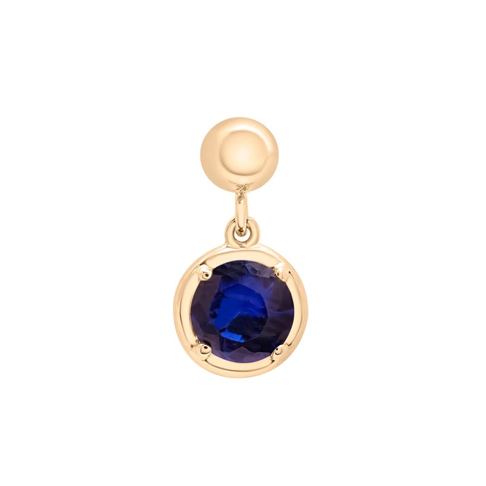 Lab-Created Blue Sapphire Birthstone Bead Charm in Vermeil – Image 1 of 3