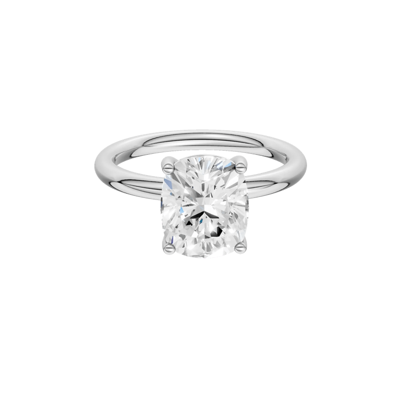 Lab Grown Diamond Elongated Cushion Solitaire Engagement Ring in 14K White Gold &#40;3 ct.&#41; – Image 1 of 5