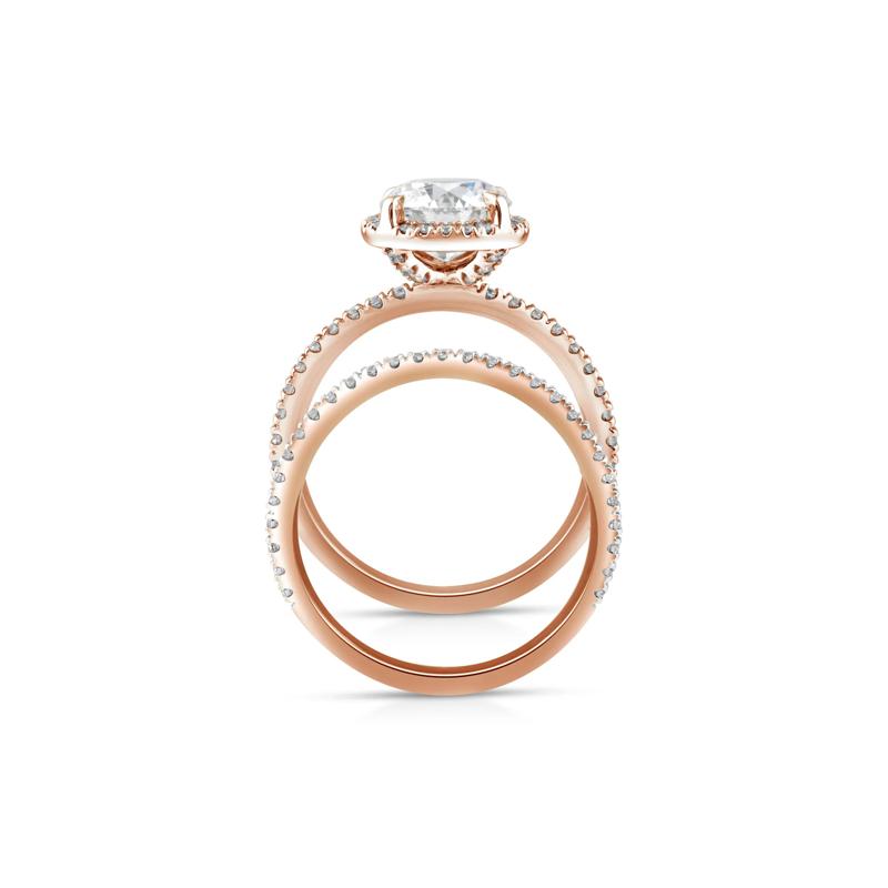 Lab Grown Diamond Round Halo Bridal Set in 14K Rose Gold &#40;2 3/4 ct. tw.&#41; – Image 2 of 3
