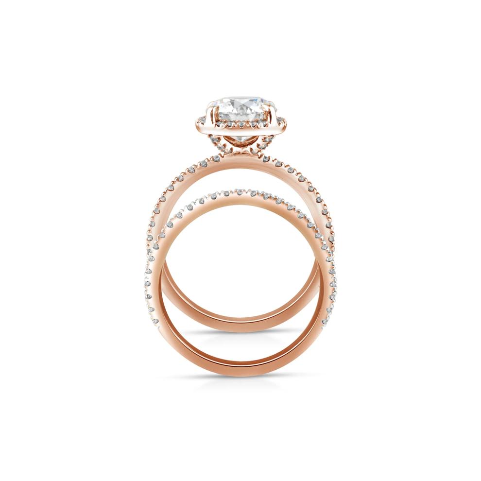 Lab Grown Diamond Round Halo Bridal Set in 14K Rose Gold (2 3/4 ct. tw.) – Image 2 of 3