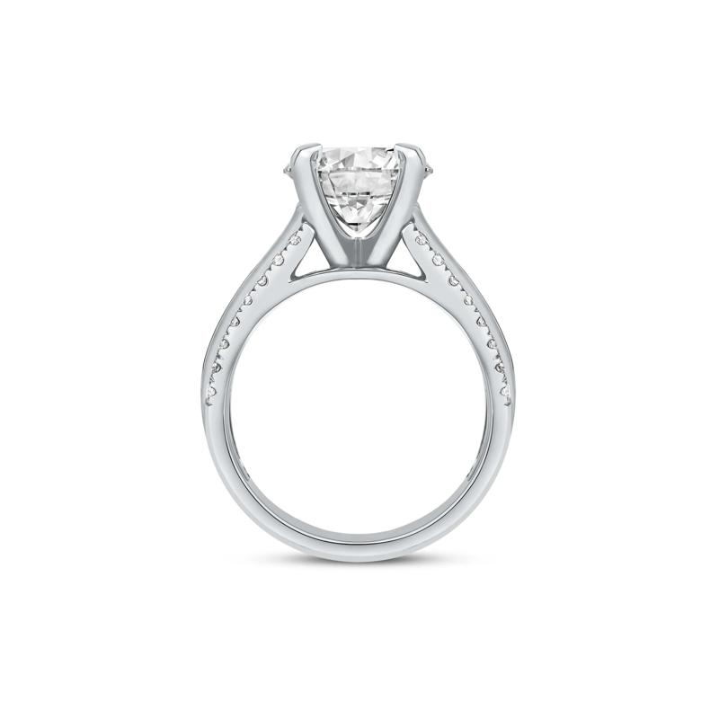 1 ct. tw. Round and Baguette-Cut Diamond Semi-Mount Engagement Ring in 14k White Gold &#40;Setting Only&#41; – Image 5 of 6