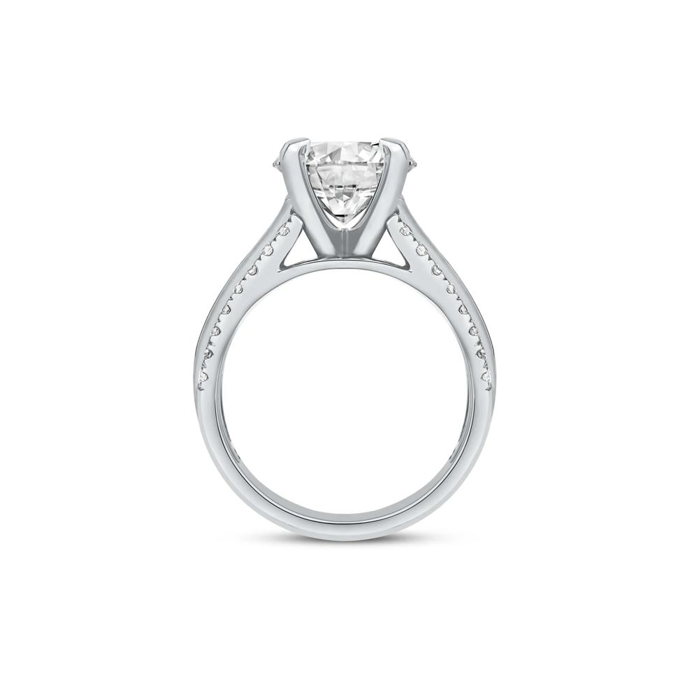 1 ct. tw. Round and Baguette-Cut Diamond Semi-Mount Engagement Ring in 14k White Gold (Setting Only) – Image 5 of 6
