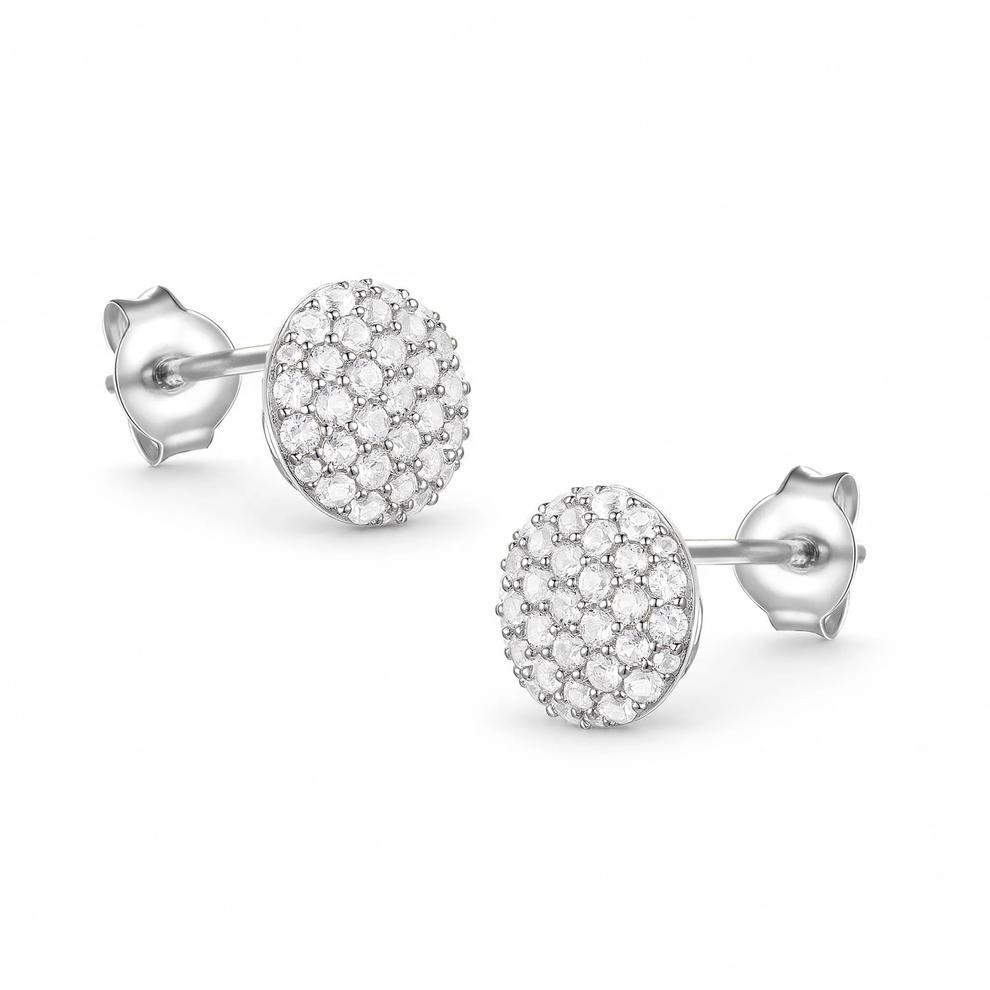 Diamond Round Cluster Stud Earrings in Sterling Silver (1/2 ct. tw.) – Image 1 of 2