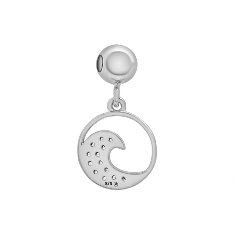Diamond Accent Wave Disc Bead Charm in Sterling Silver – Image 3 of 3