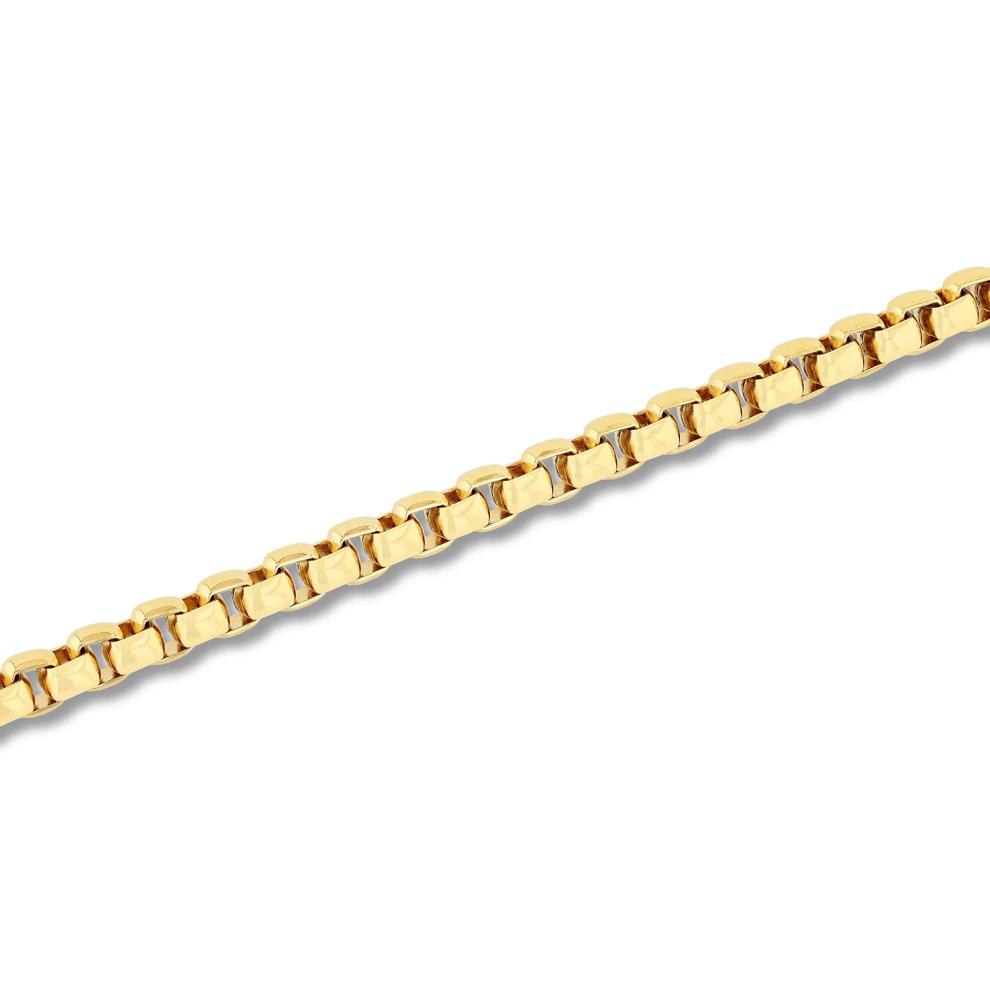 Round Box Link Bracelet in Yellow Ion-Plated Stainless Steel, 6.5MM, 9&rdquo; – Image 2 of 3